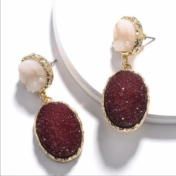 Anthropologie Jewelry - Anthro Druzy Quartz Earrings